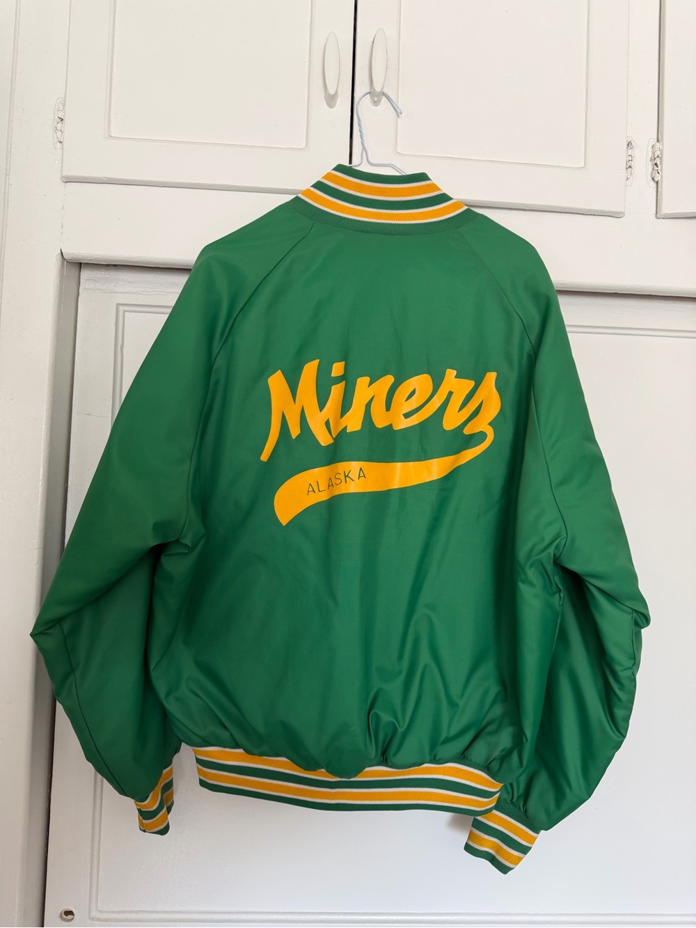 Vintage Miners Alaska Bomber Jacket Men’s XL Green Snap Front Lined Pocket